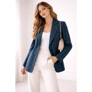 Sunday Best Aritzia Green Blue Plaid Tatum Blazer Academia Classic Size XS 90s